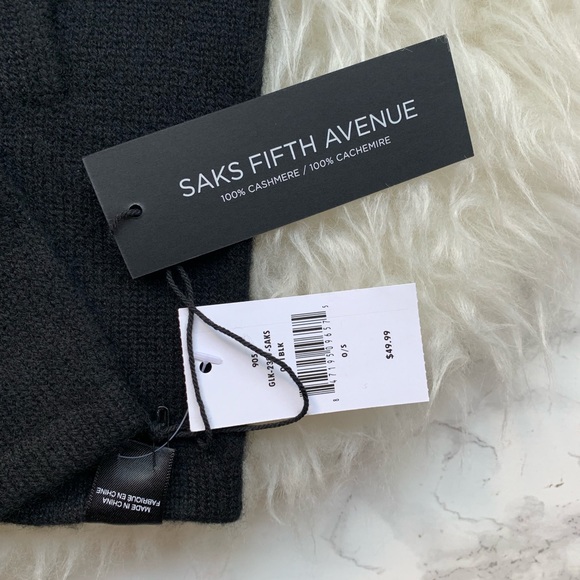 SaksFifthAve black gloves 100% cashmere NWT - Picture 3 of 5